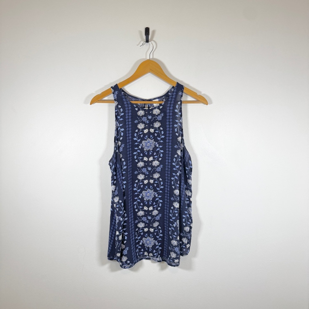 Old Navy Navy Floral Tank Top
